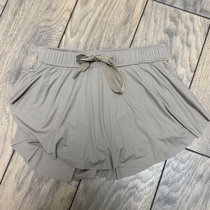Free People, Beige Pleated Skort with Bow Tie